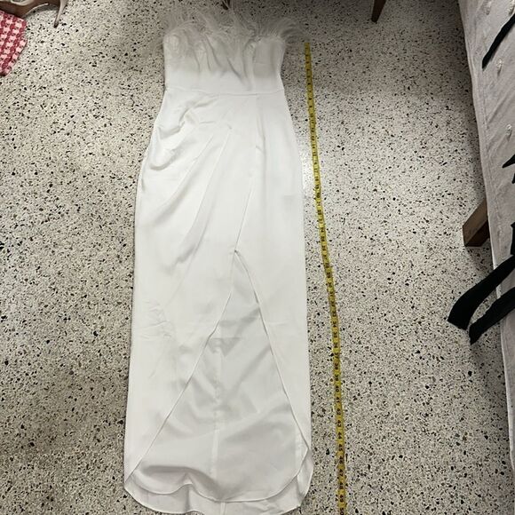 Aidan Mattox white maxi feather gown wedding rehearsal 0 XS bridal - Picture 8 of 9